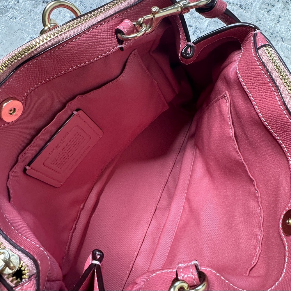 Coach Mini Brooke Carryall Satchel Pink Glitter Crossgrain Leather Gold - Picture 10 of 11
